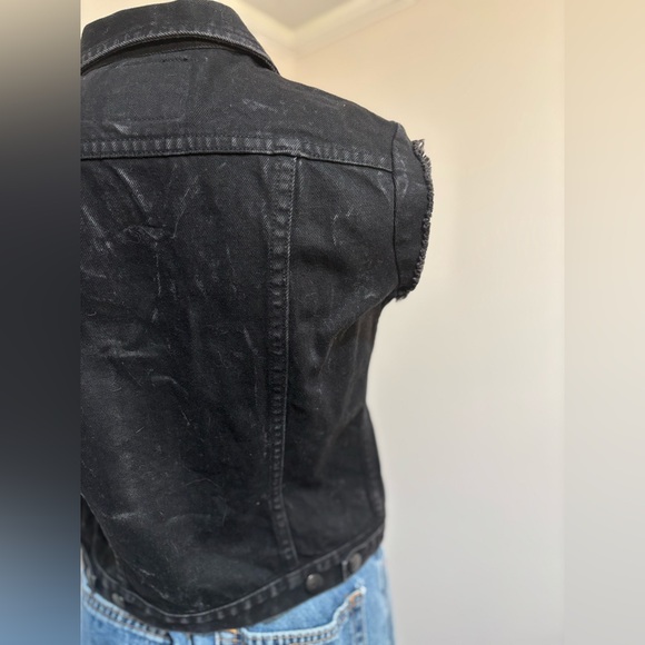 Marithe Francois Girbaud Women's Vintage Black Sleeveless Denim Jacket - Picture 5 of 6